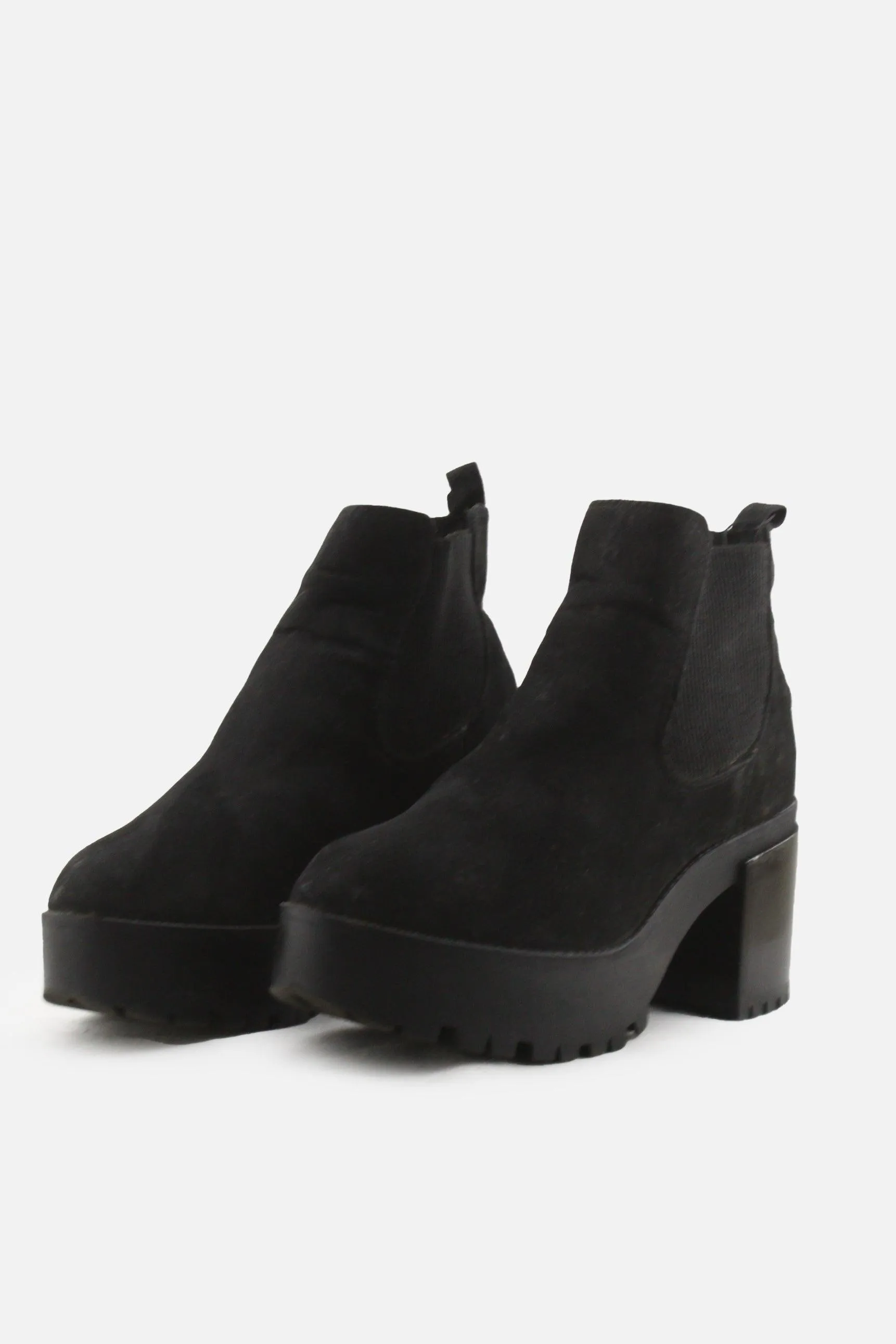 Pull & Bear Stretchable Platform Boots | Suede