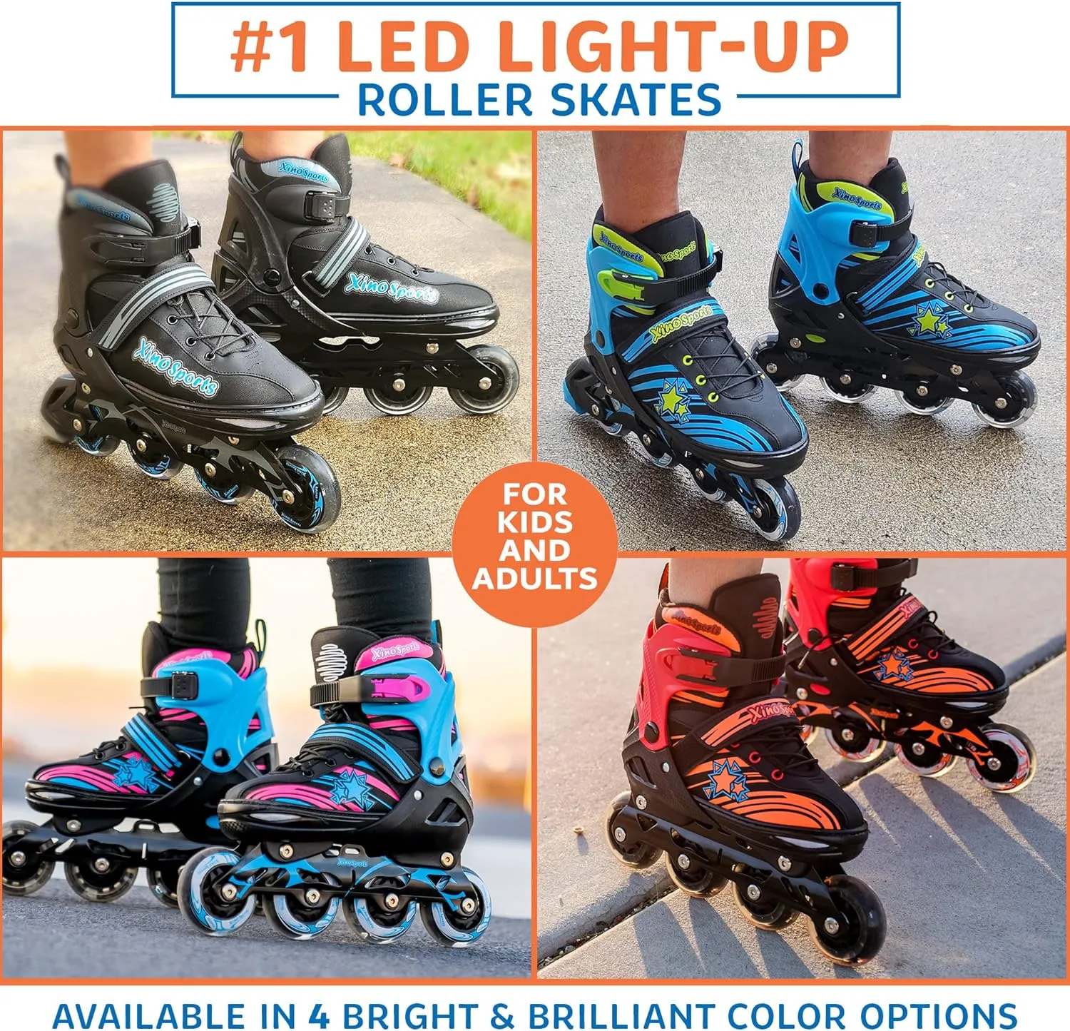 Quad Skates, Inline Skates Combo | Adjustable | Kids, Youth