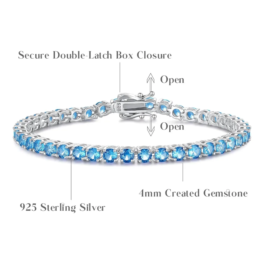 "Joyful Delight" Blue Topaz Tennis Sterling Silver Bracelet