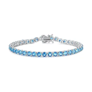 "Joyful Delight" Blue Topaz Tennis Sterling Silver Bracelet