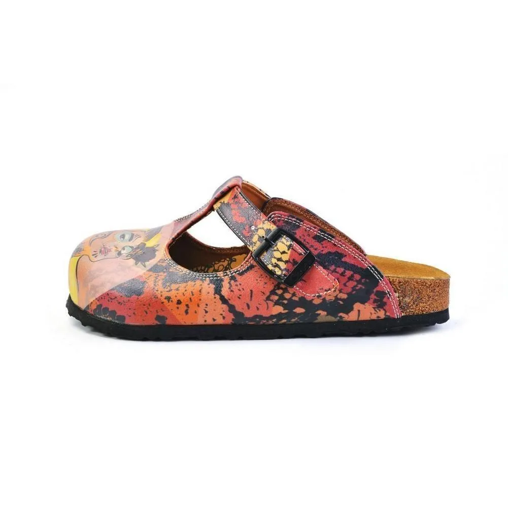 Red & Pink Abstract Woman T-Strap Mule CAL1506