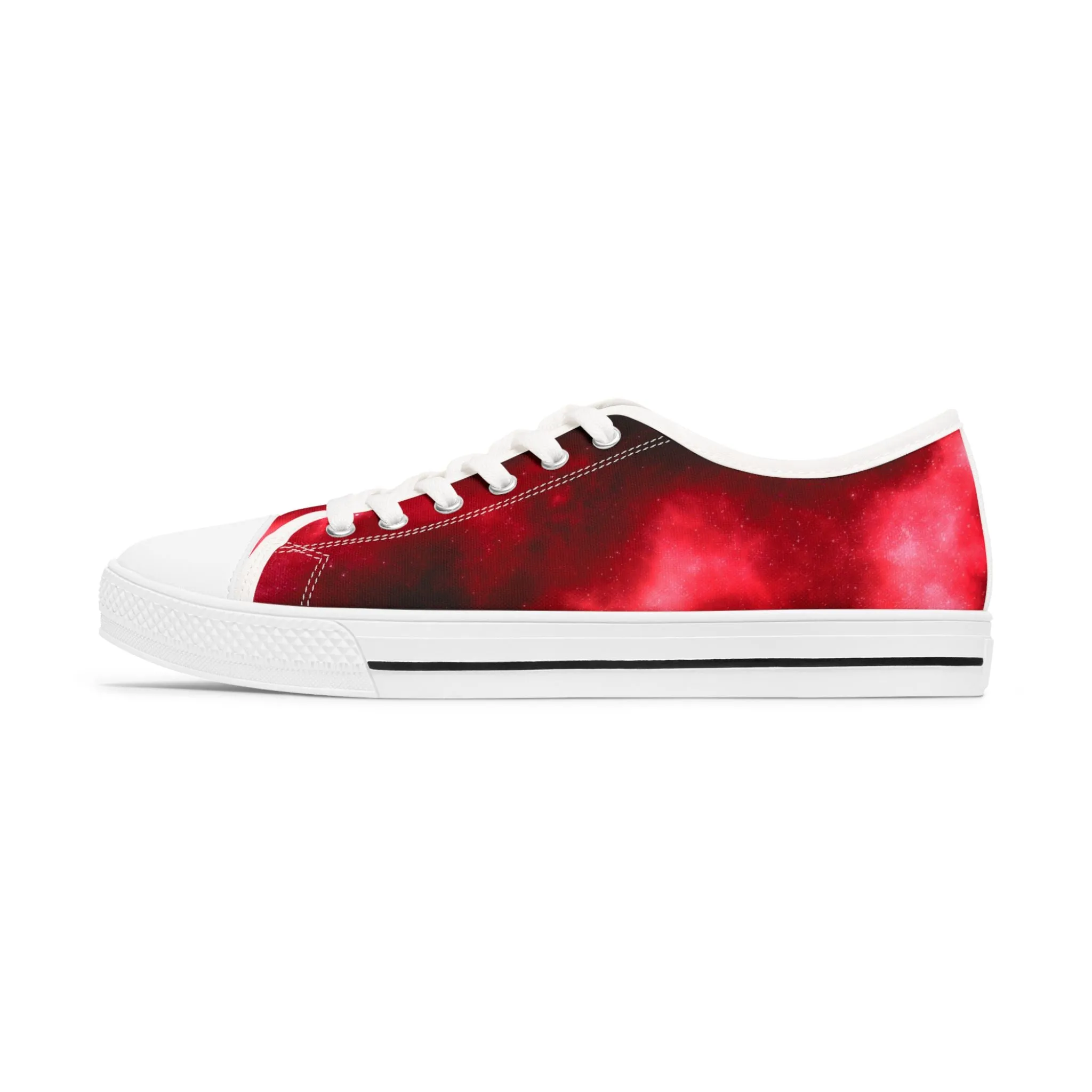 Red Galaxy Space Women's Sneakers, Galaxy Print Best Women's Low Top Canvas Sneakers (US Size: 5.5-12)