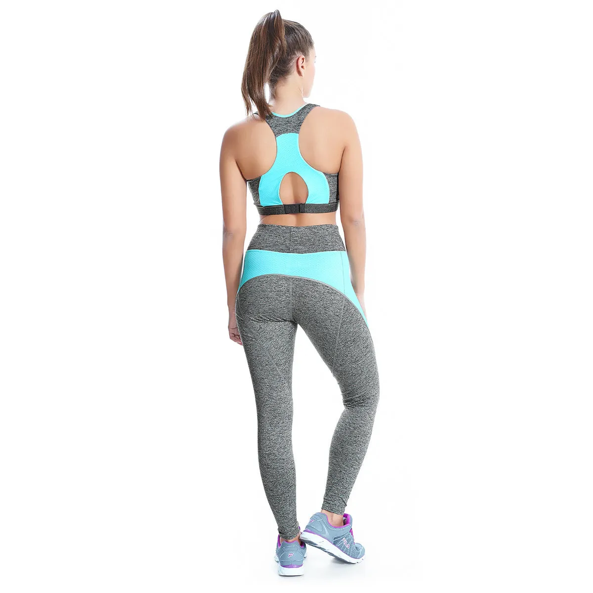 Reflective Twist Grey Exercise Leggings - Freya Active