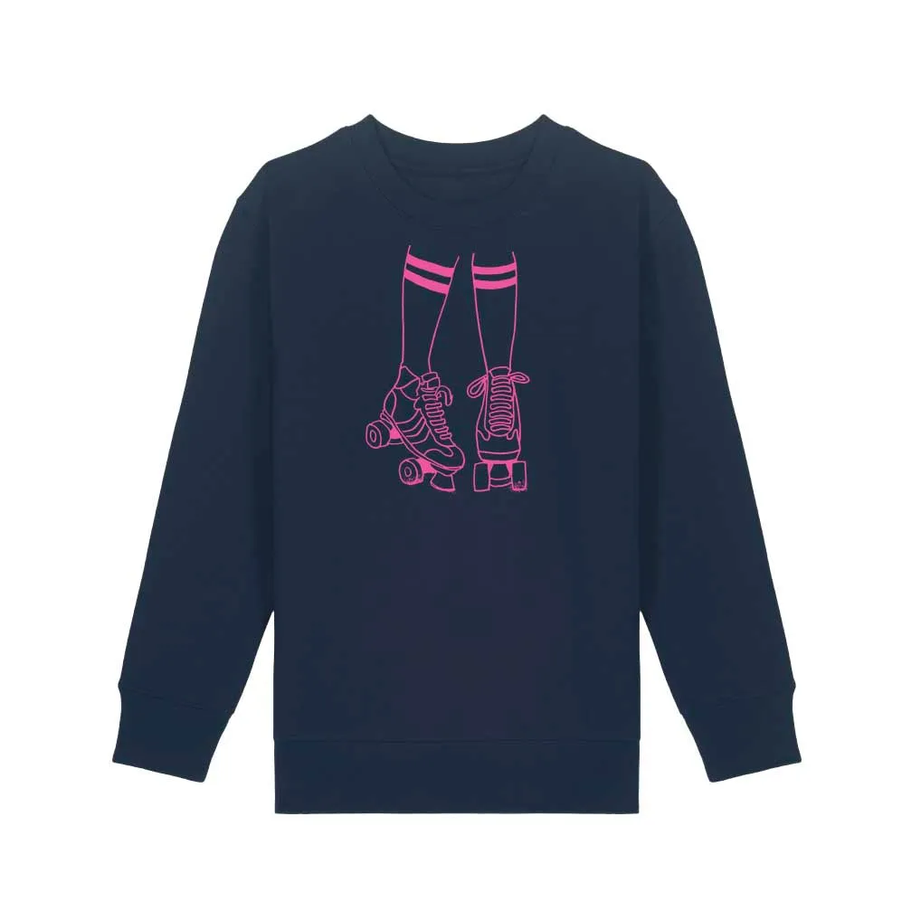 Roller Skates Kids Sweatshirt Navy