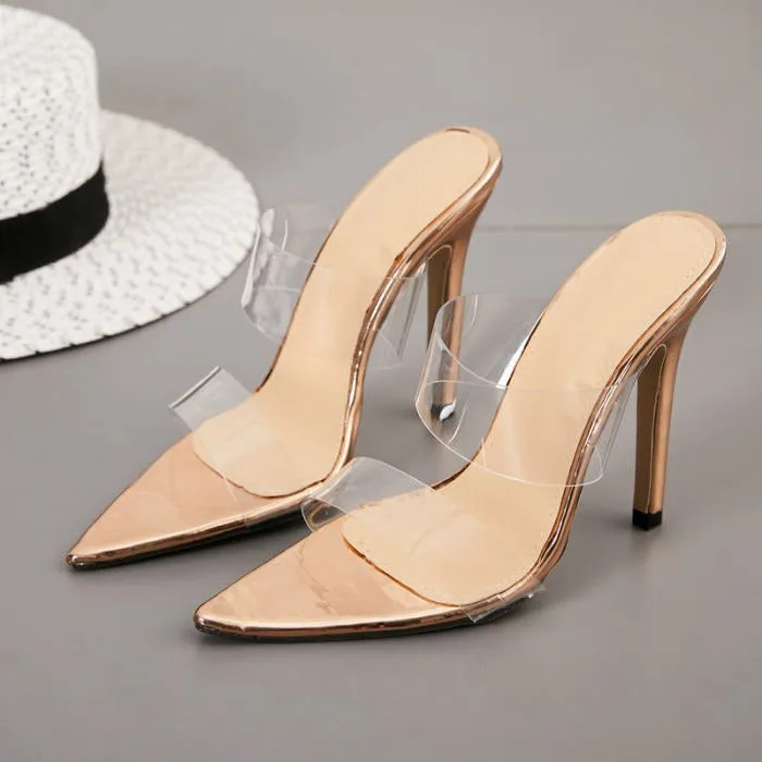 Rose Gold Duo Perspex Mule Heels