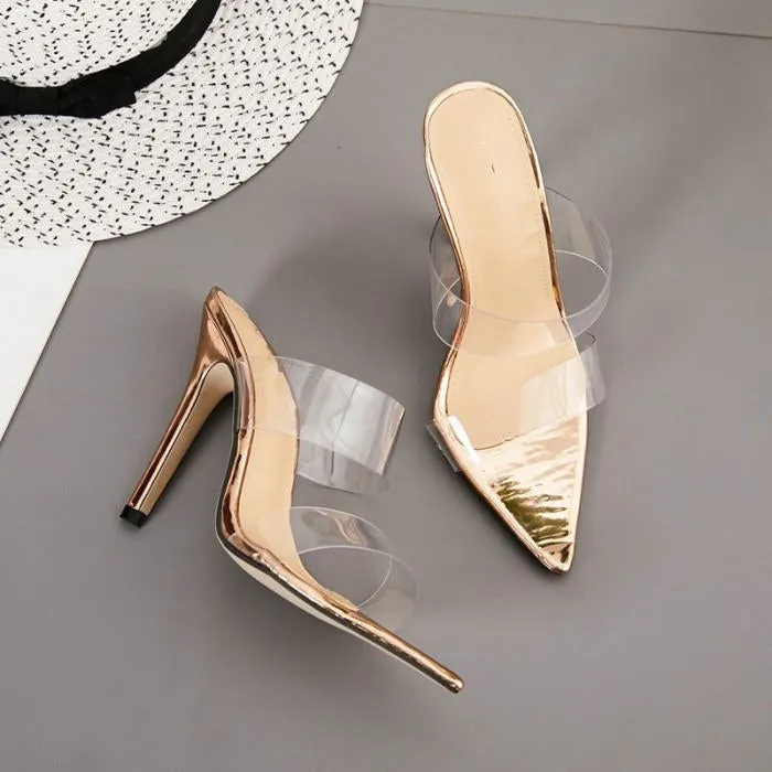 Rose Gold Duo Perspex Mule Heels