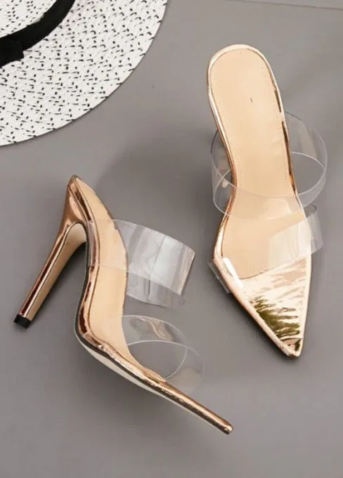 Rose Gold Duo Perspex Mule Heels