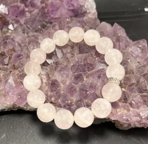 Rose Quartz 12mm Faceted Stretchy Bracelet