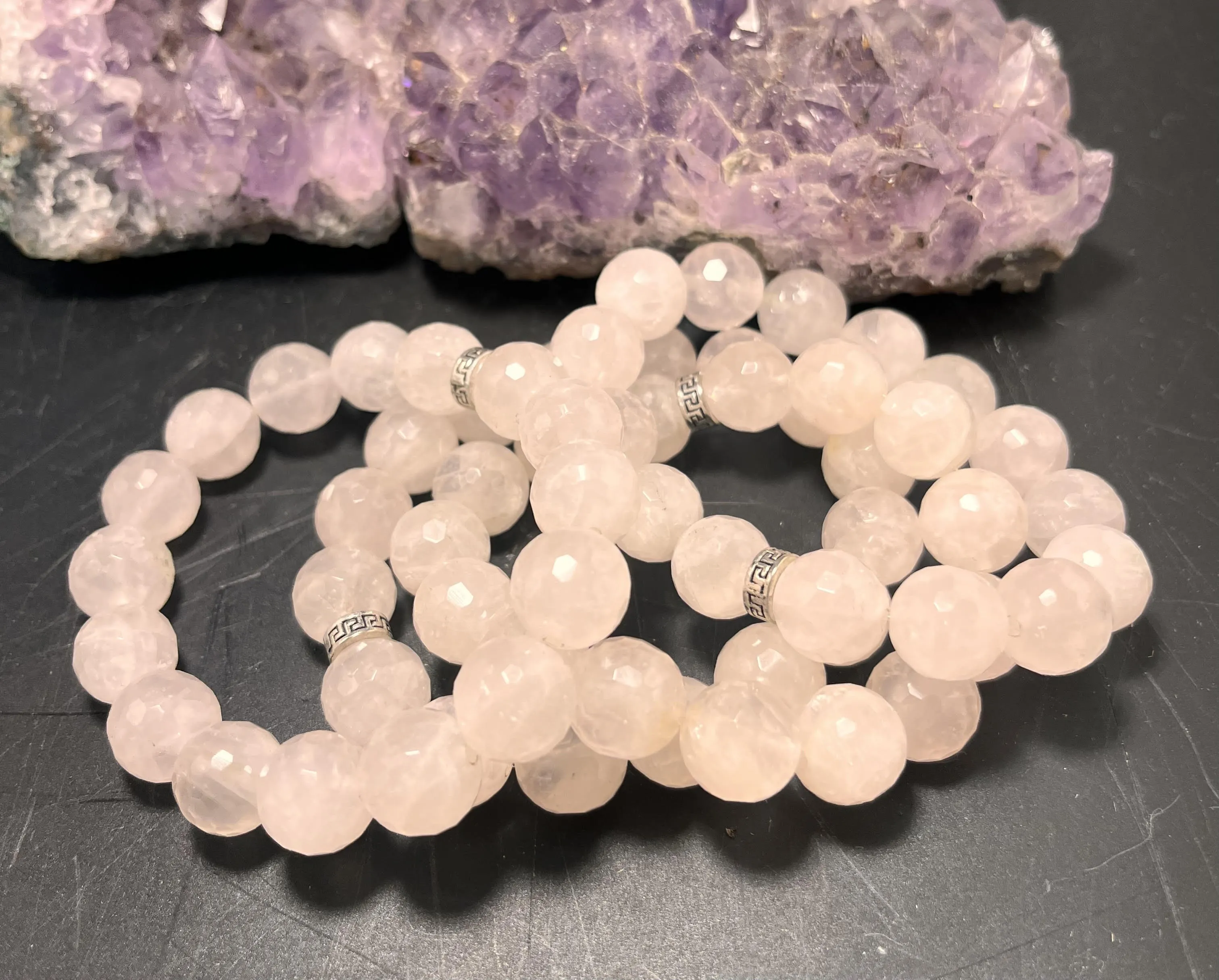 Rose Quartz 12mm Faceted Stretchy Bracelet