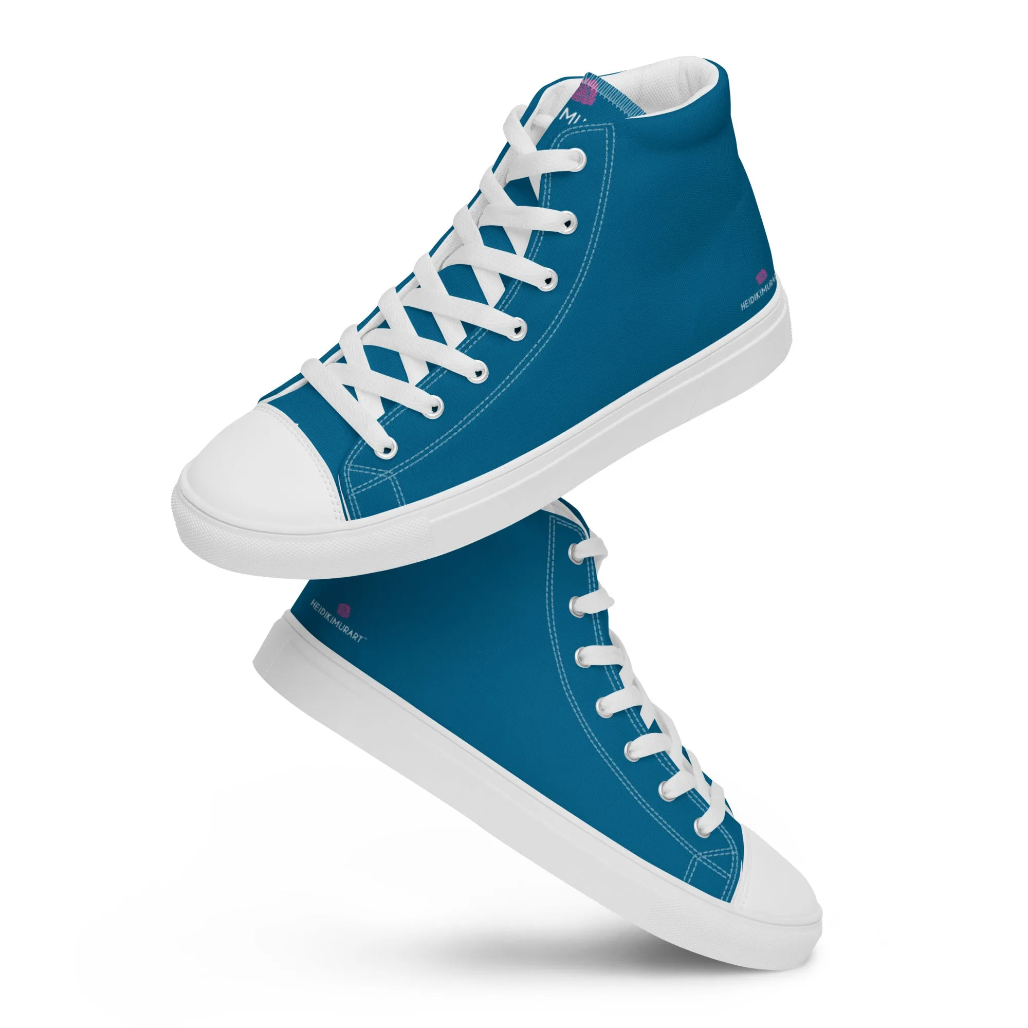 Royal Blue Men's High Tops, Solid Color Men’s high top canvas shoes