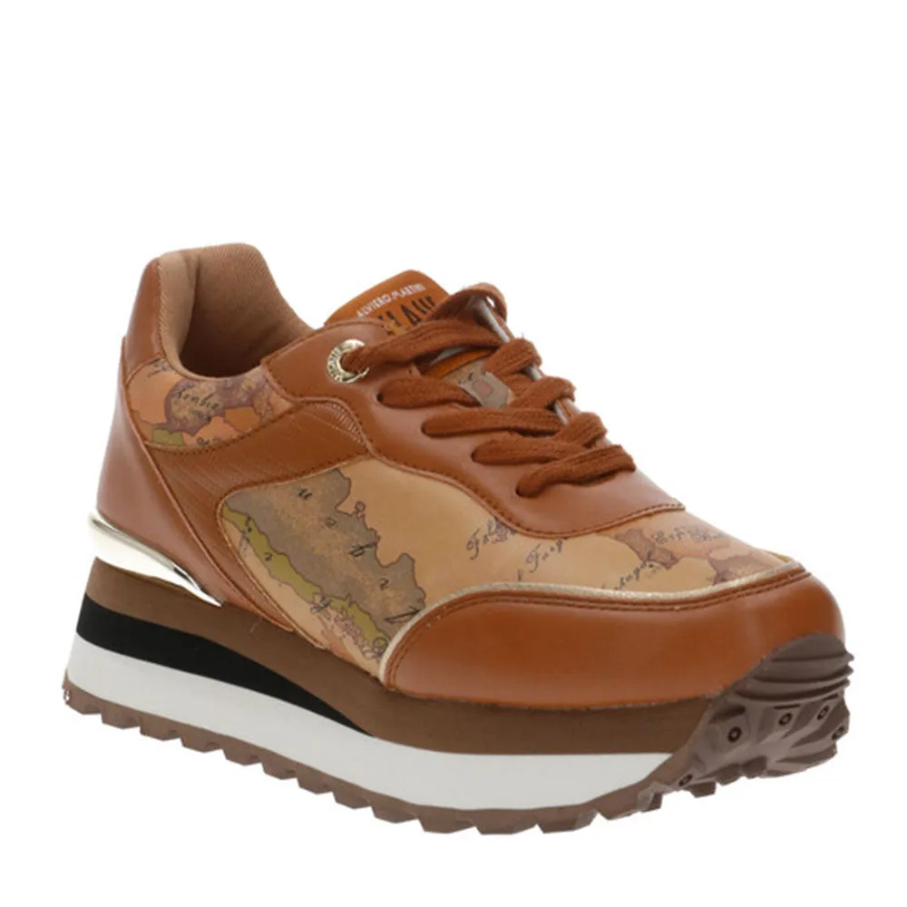 Scarpe Donna 1A Classe Alviero Martini Sneakers Running colore Cognac e Geo Beige 1690