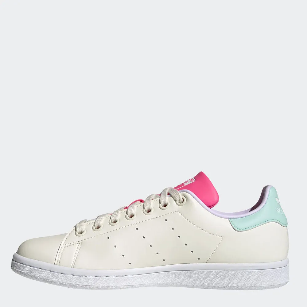 Scarpe Donna ADIDAS Sneakers linea Stan Smith Vegan colore Bianco Verde Acqua e Rosa