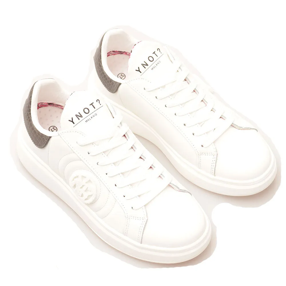 Scarpe Donna Y NOT Sneakers linea Queen Round in Pelle Bianca