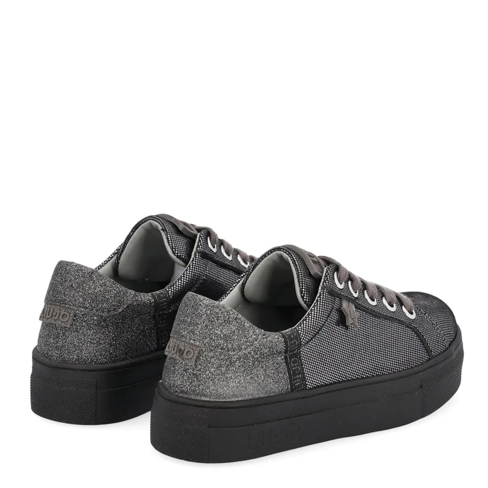 Scarpe Junior LIU JO linea Alicia 11 Sneakers in Pelle e Glitter colore Pewter