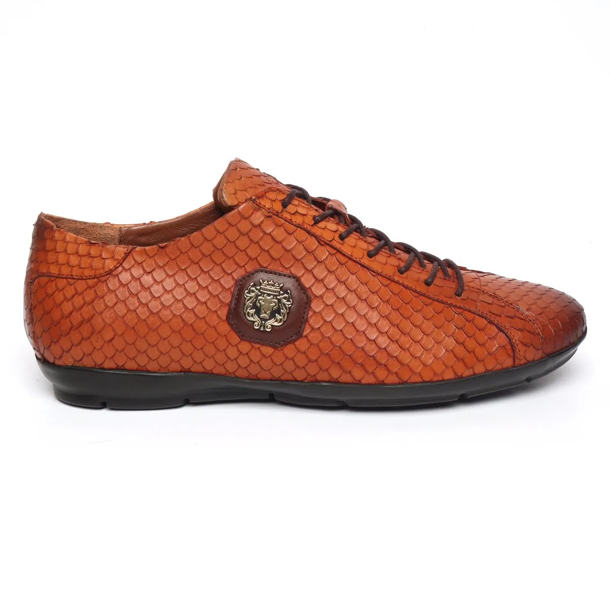 Snake Skin Textured Genuine leather with light weight sneaker by Brune & Bareskin