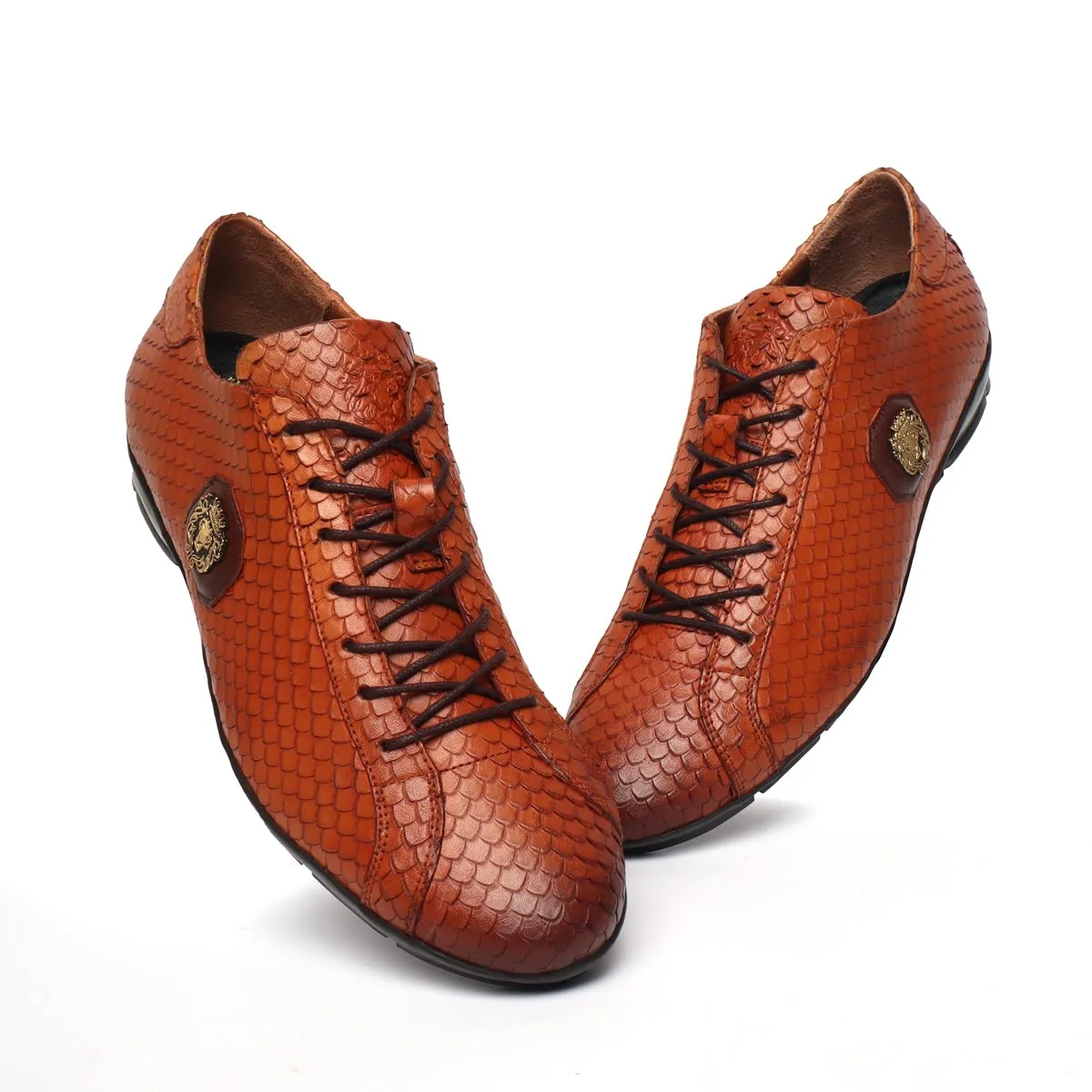 Snake Skin Textured Genuine leather with light weight sneaker by Brune & Bareskin