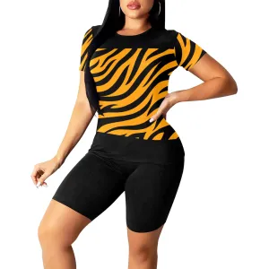 Tiger Print Women's Short Yoga Set