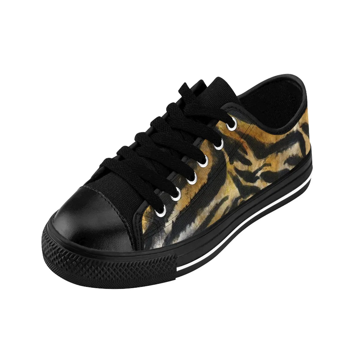 Tiger Stripe Women's Low Tops, Brown Animal Print Low Top Women's Sneakers Shoes