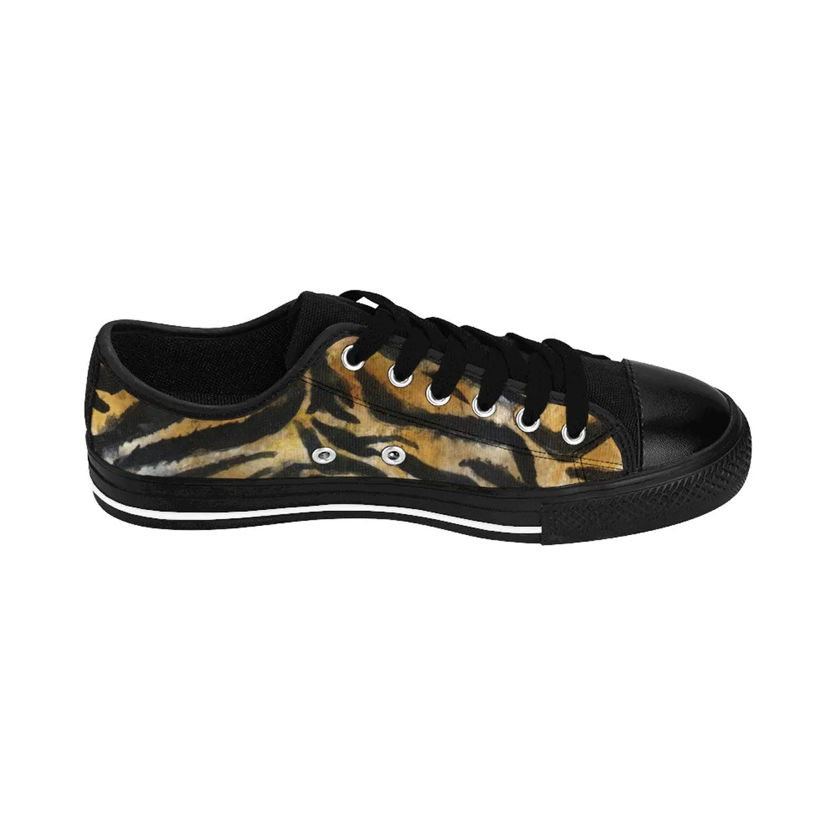 Tiger Stripe Women's Low Tops, Brown Animal Print Low Top Women's Sneakers Shoes