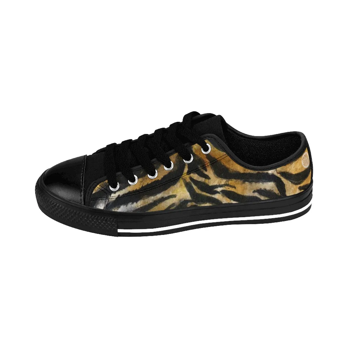 Tiger Stripe Women's Low Tops, Brown Animal Print Low Top Women's Sneakers Shoes