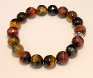 Tigers Eye 10mm faceted Stretchy Bracelet