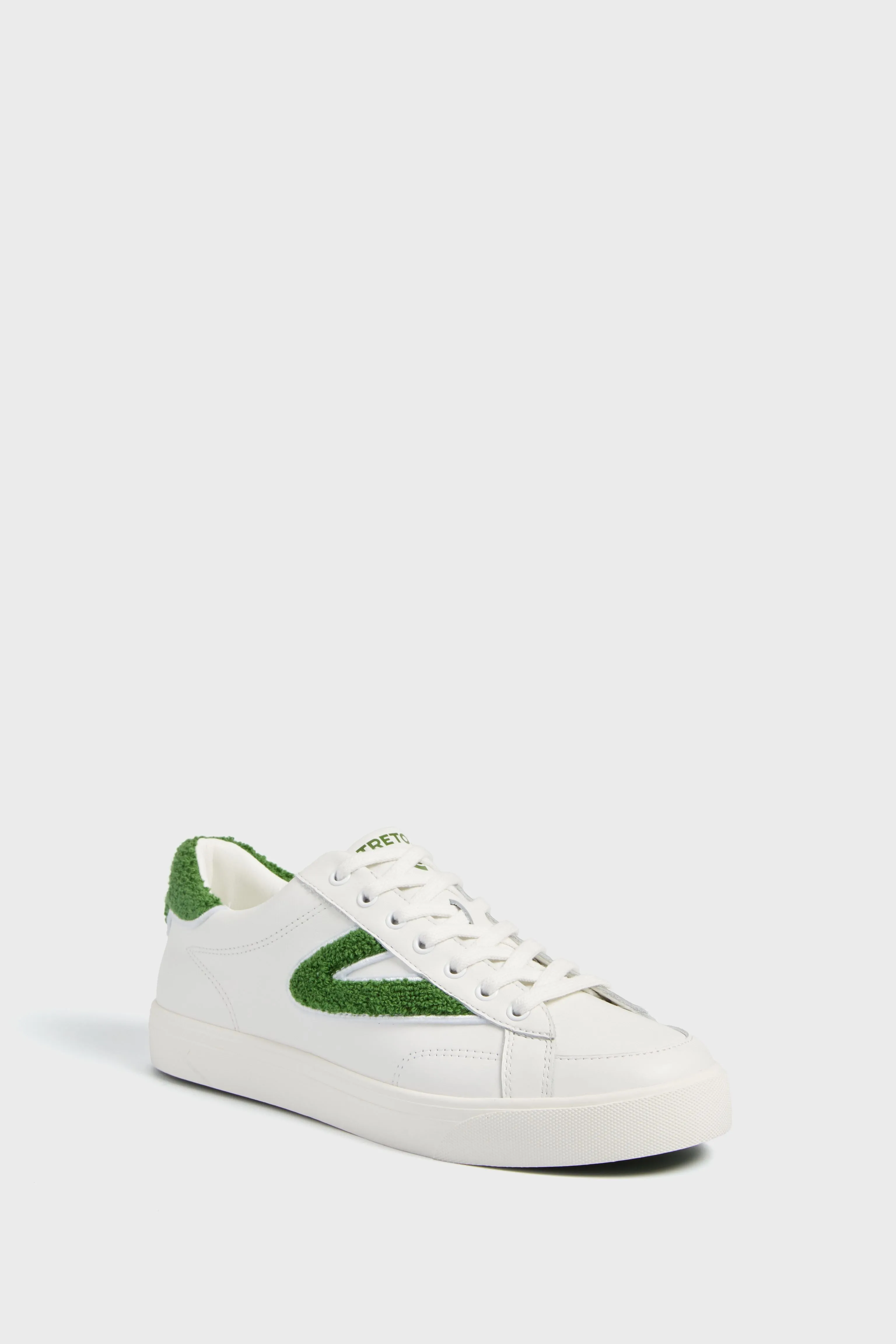 White and Green Mixed Doubles Sneakers