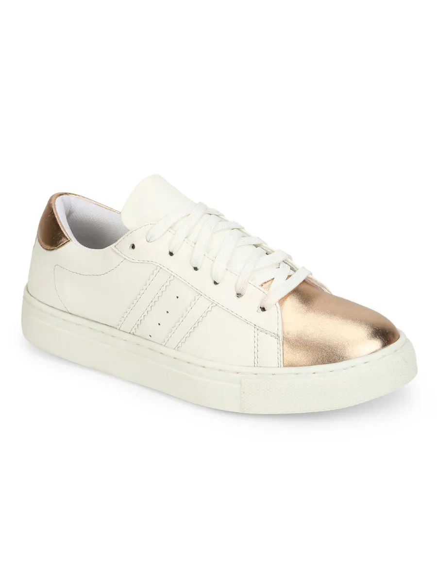 White Rosegold PU Trainers