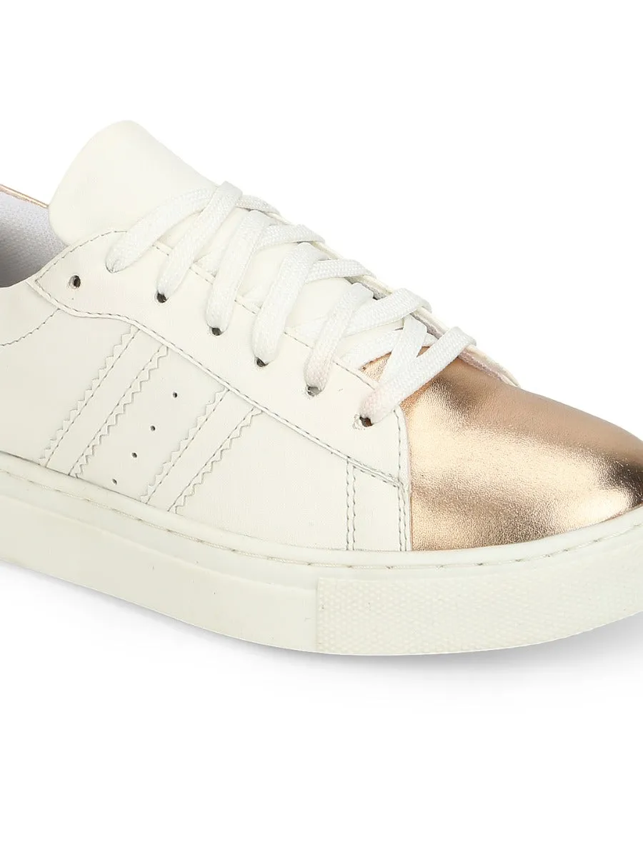 White Rosegold PU Trainers