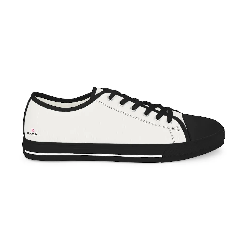 White Solid Color Men's Shoes, Best Men's Low Top Sneakers, Modern Must Have Essential Solid Color Tennis Shoes For Men