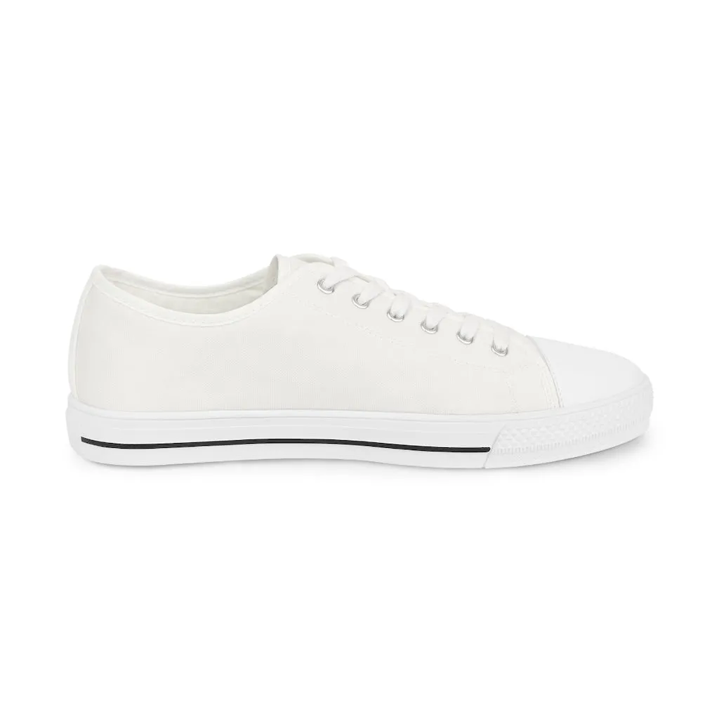 White Solid Color Men's Shoes, Best Men's Low Top Sneakers, Modern Must Have Essential Solid Color Tennis Shoes For Men