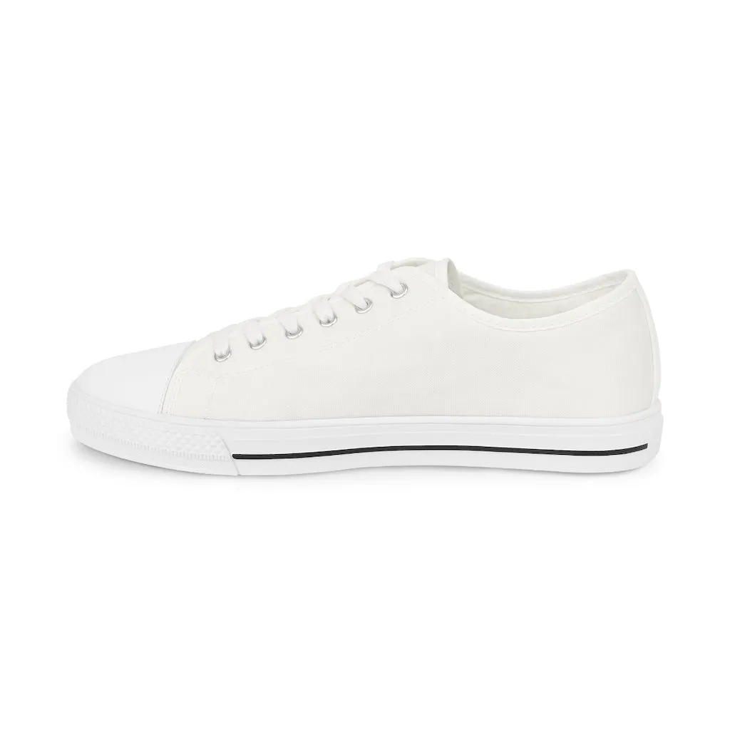 White Solid Color Men's Shoes, Best Men's Low Top Sneakers, Modern Must Have Essential Solid Color Tennis Shoes For Men