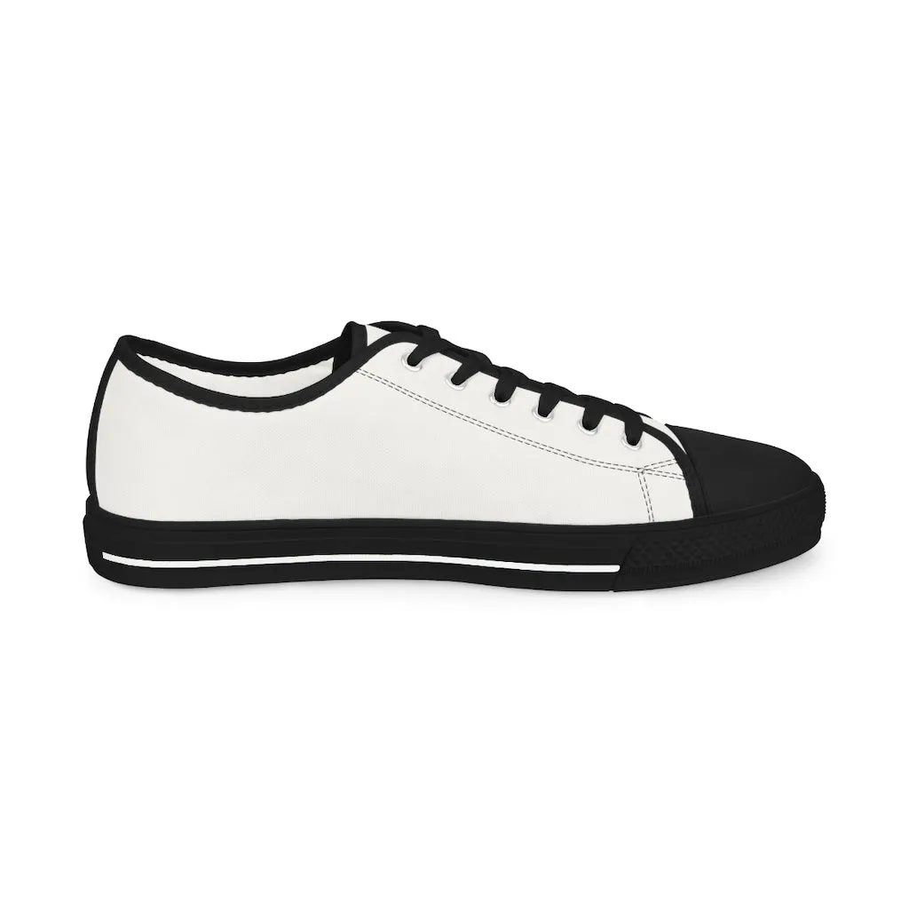 White Solid Color Men's Shoes, Best Men's Low Top Sneakers, Modern Must Have Essential Solid Color Tennis Shoes For Men