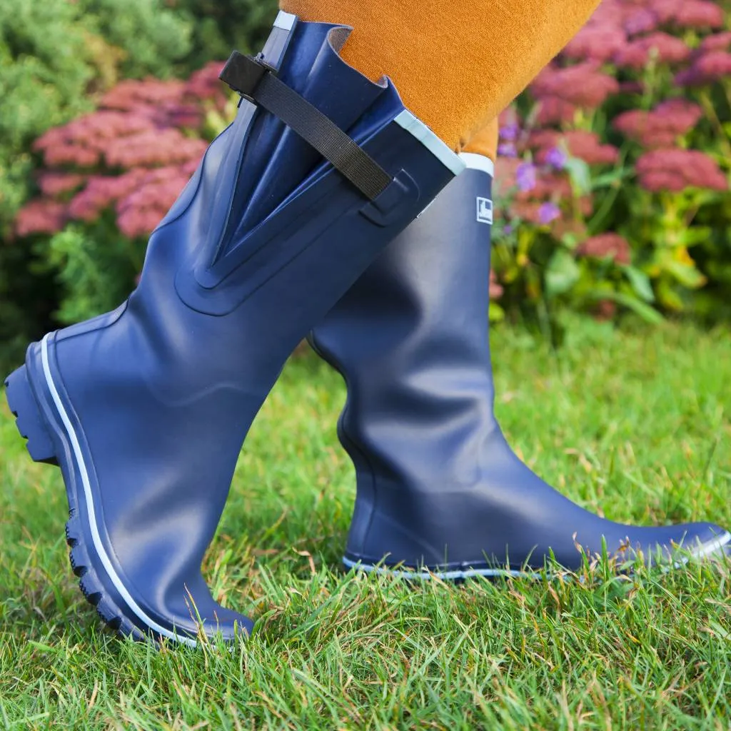 Wide Calf Rain Boots - Up to 19 inch calf - Navy with Sky Blue - Regular Width in Ankle