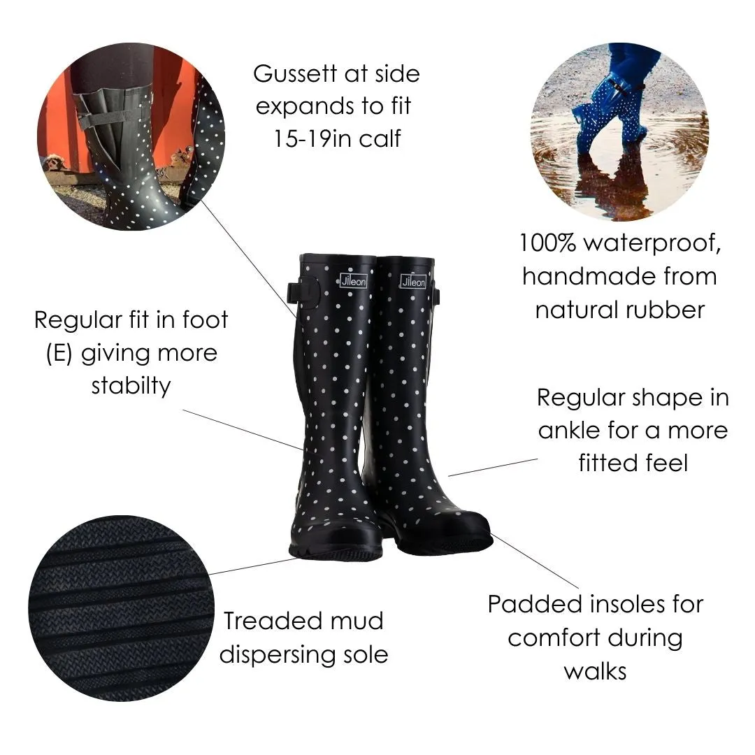 Wide Calf Rain Boots - Up to 19 inch calf - Navy with Sky Blue - Regular Width in Ankle