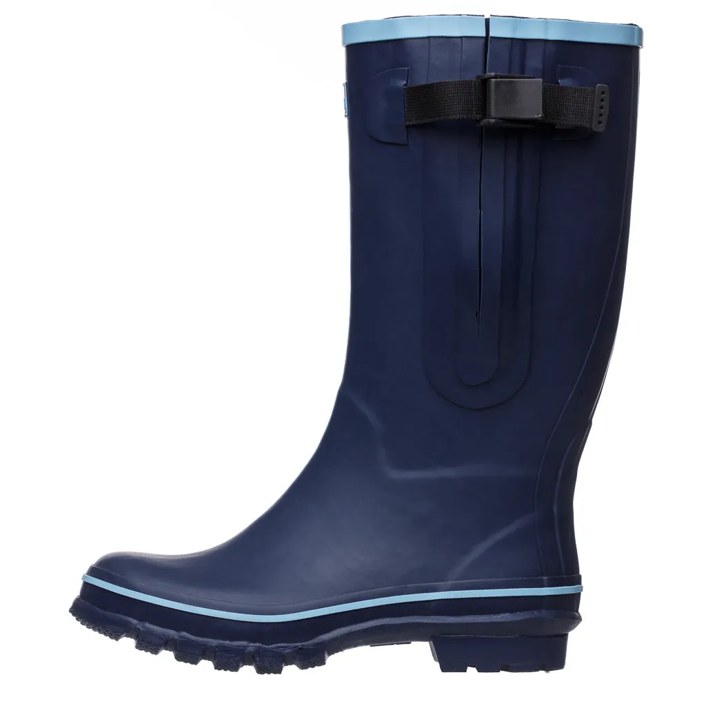 Wide Calf Rain Boots - Up to 19 inch calf - Navy with Sky Blue - Regular Width in Ankle