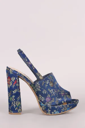 Wild Diva Lounge Floral Brocade Slingback Half Moon Mule Heel