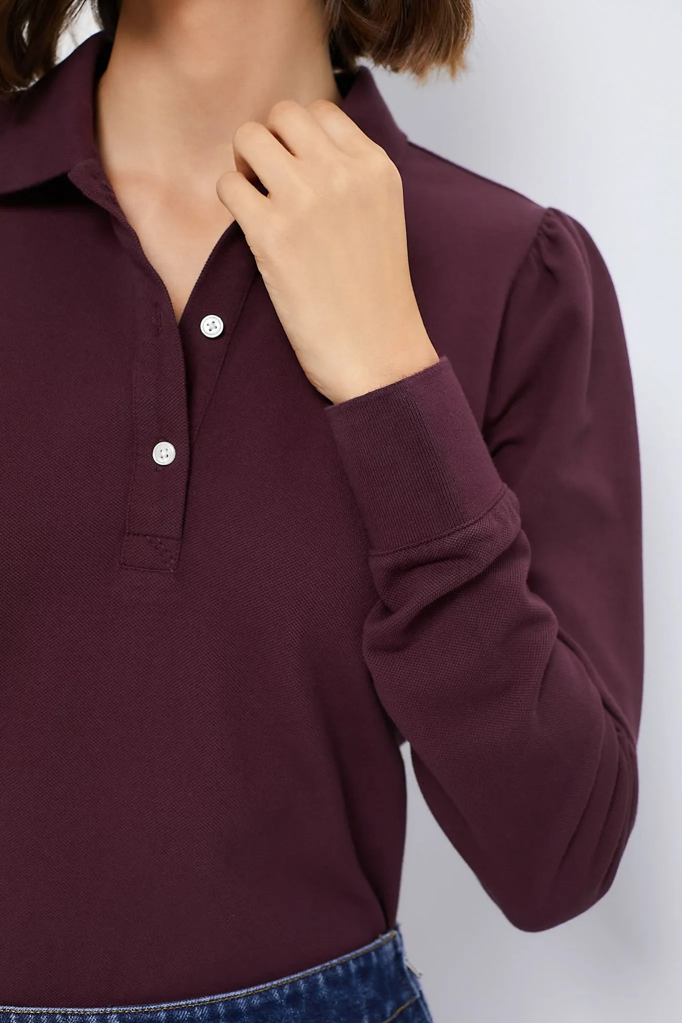 Winetasting Long Sleeve Pique Puff Sleeve Peggy Polo