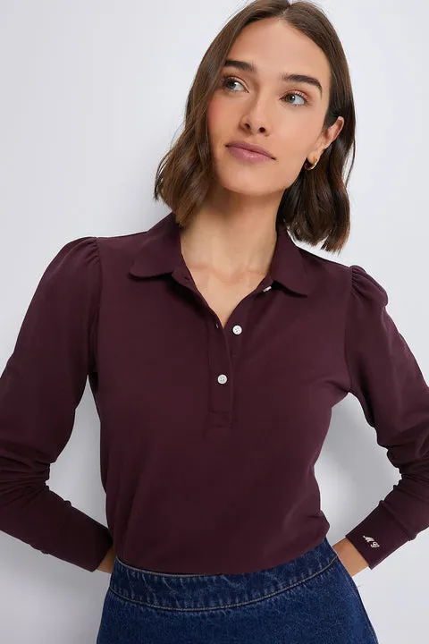 Winetasting Long Sleeve Pique Puff Sleeve Peggy Polo