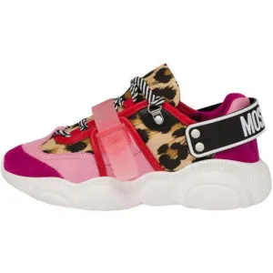 Women's Moschino Couture Leopard Roller Skates Teddy Shoes Pink 10/40