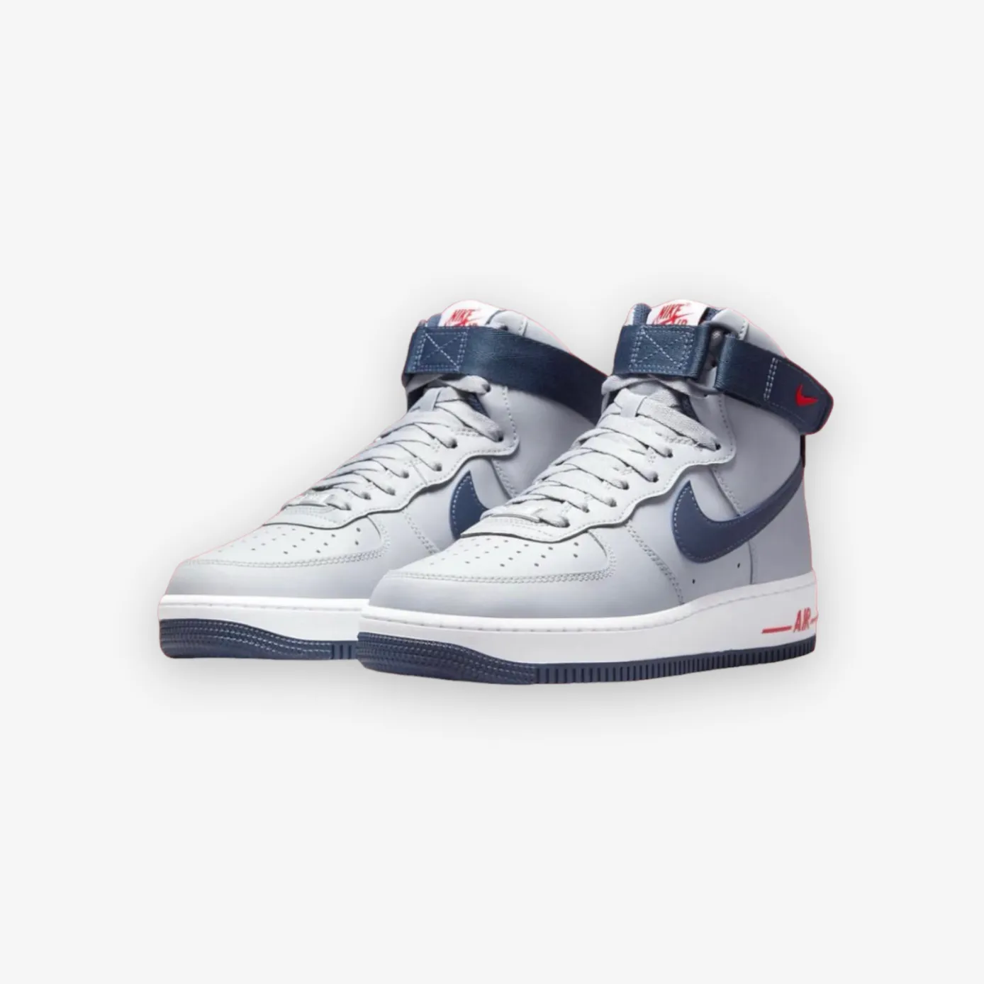 Women's NIKE AIR FORCE 1 HIGH QS WOLF GREY/COLLEGE NAVY-UNIVERSITY RED DZ7338-001