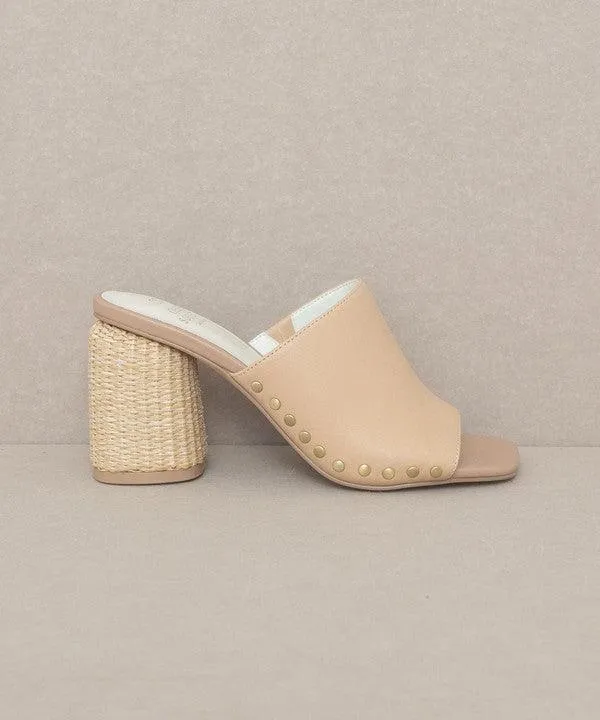 Womens Shoes Style No. Serena - Studded Raffia Slide Heel