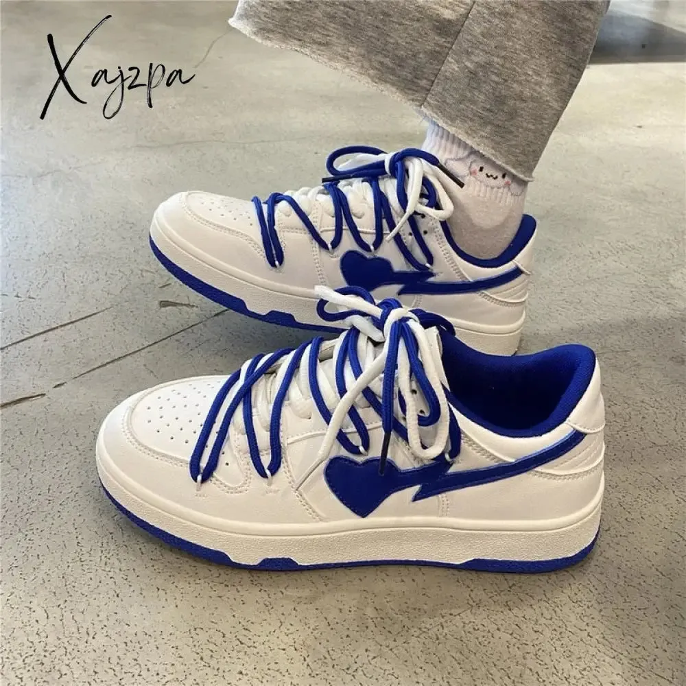 Xajzpa - Original Women Blue Love Designer Classic Breathable Canvas Casual Sneakers Female Outdoor Walk Tennis Little White Shoes