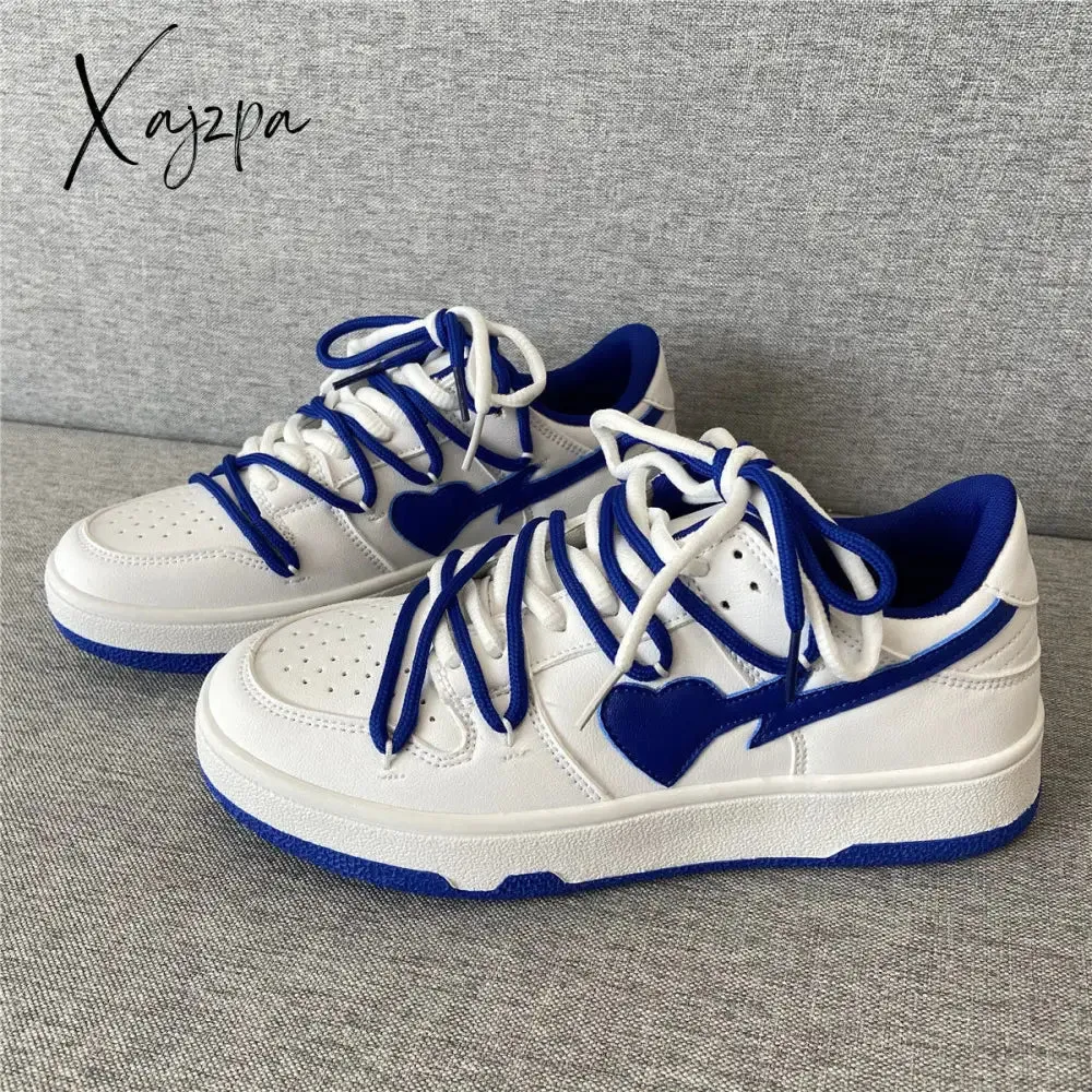 Xajzpa - Original Women Blue Love Designer Classic Breathable Canvas Casual Sneakers Female Outdoor Walk Tennis Little White Shoes