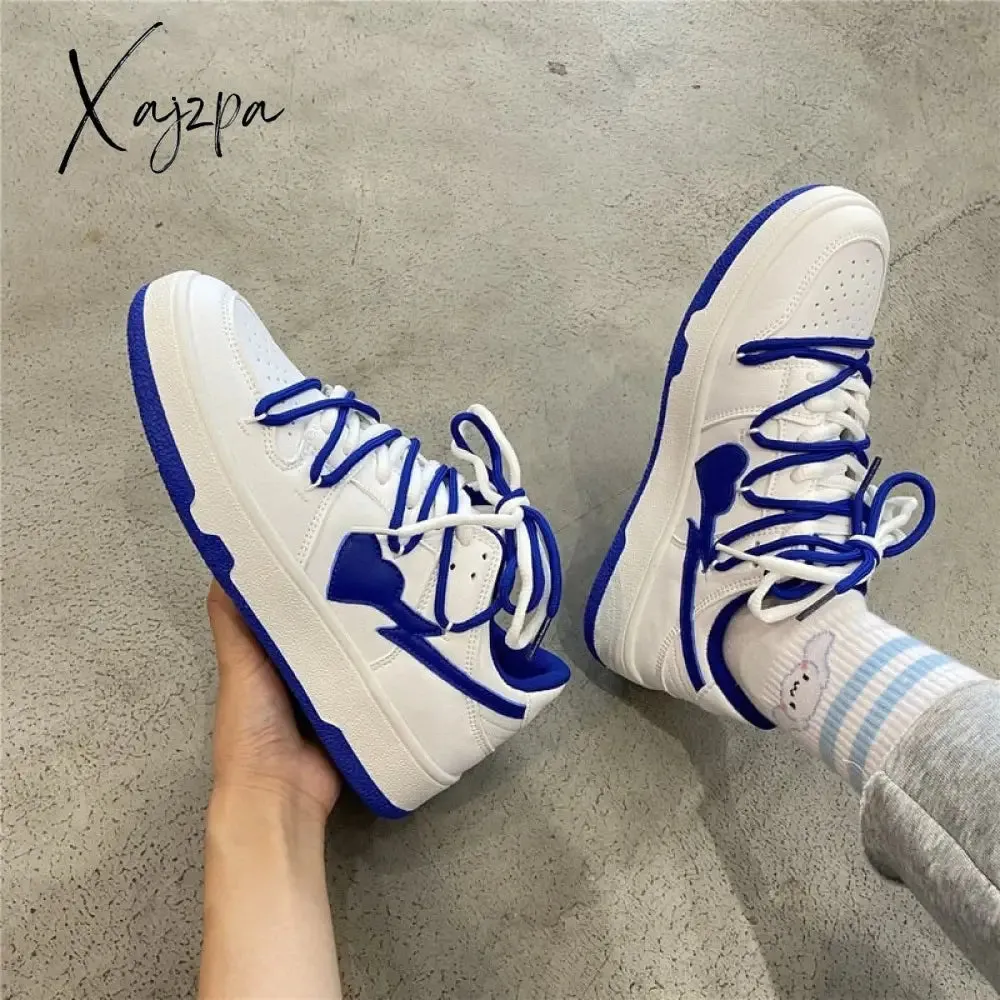 Xajzpa - Original Women Blue Love Designer Classic Breathable Canvas Casual Sneakers Female Outdoor Walk Tennis Little White Shoes