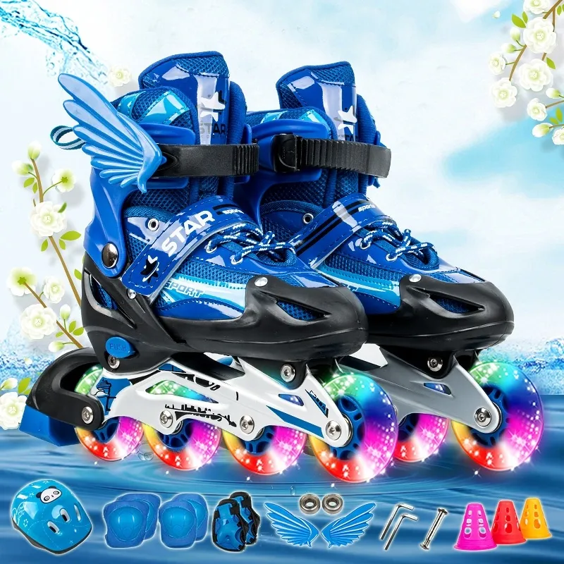 XVXF Flash Wheel Skates Children's Full Set Boys and Girls Roller Shoes Skates Roller Skates Children's Favorite Gifts