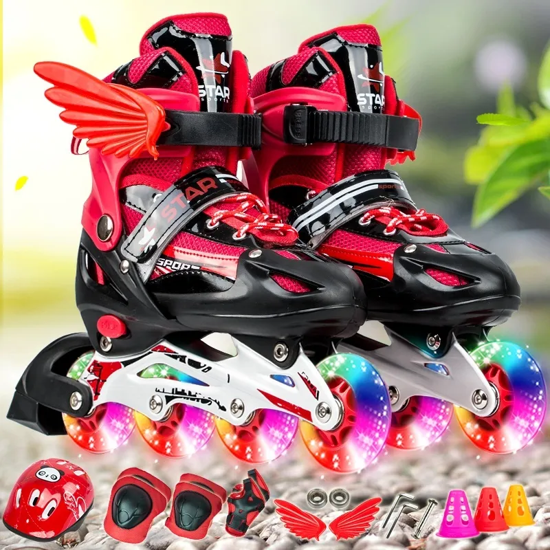 XVXF Flash Wheel Skates Children's Full Set Boys and Girls Roller Shoes Skates Roller Skates Children's Favorite Gifts