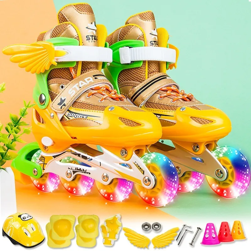 XVXF Flash Wheel Skates Children's Full Set Boys and Girls Roller Shoes Skates Roller Skates Children's Favorite Gifts