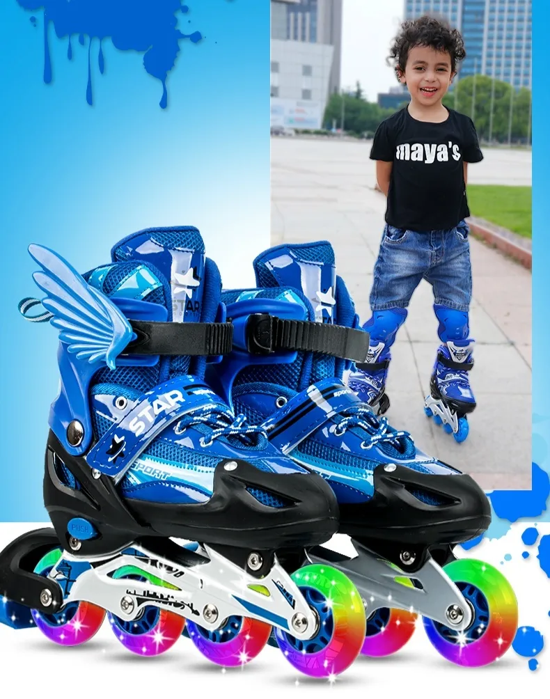 XVXF Flash Wheel Skates Children's Full Set Boys and Girls Roller Shoes Skates Roller Skates Children's Favorite Gifts