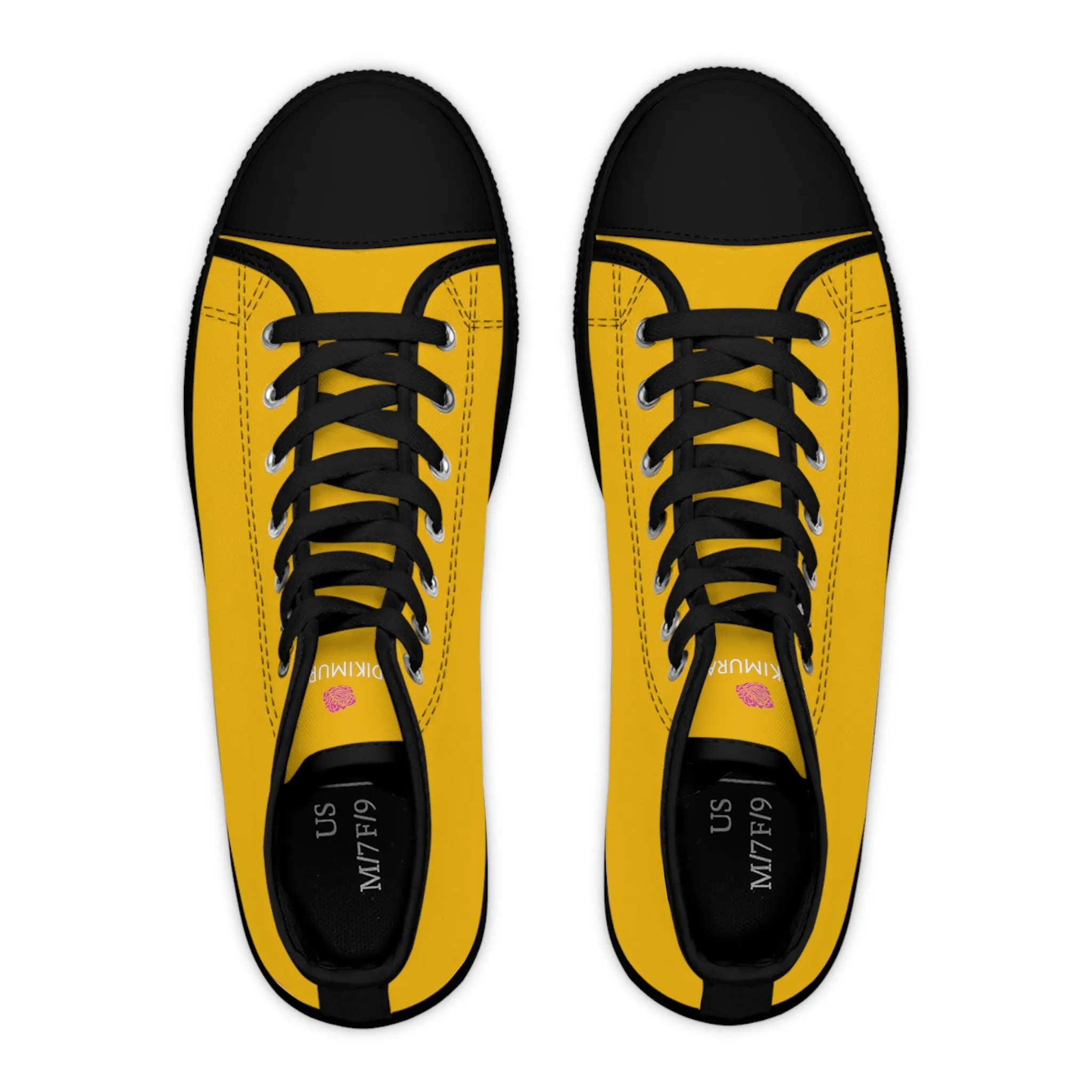 Yellow Color Ladies' High Tops, Solid Yellow Color Best Women's High Top Sneakers Canvas Tennis Shoes