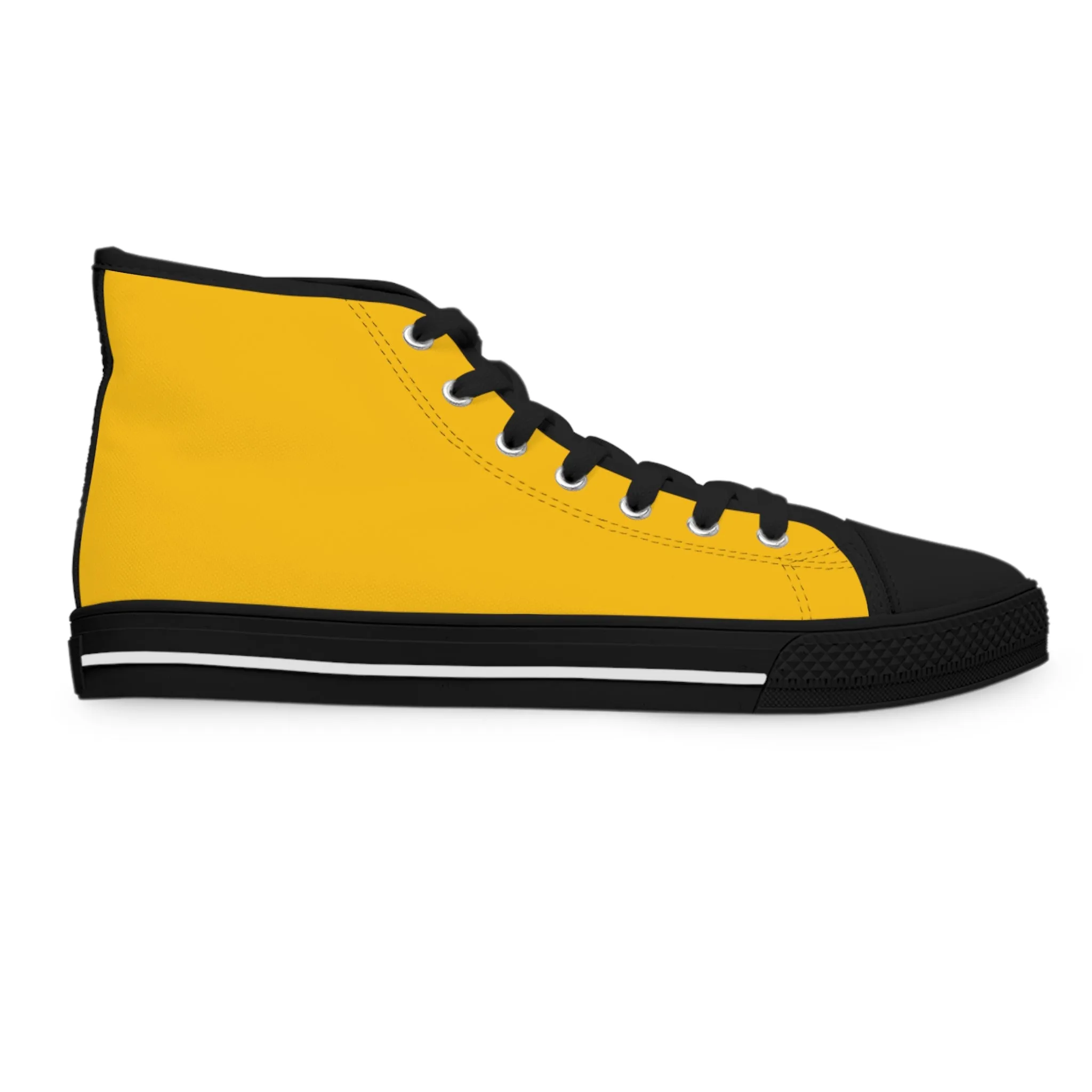 Yellow Color Ladies' High Tops, Solid Yellow Color Best Women's High Top Sneakers Canvas Tennis Shoes